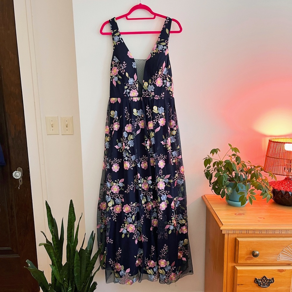 Gianni Bini | GB Junior Formal Maxi Dress with Floral Embroidery | Wedding Guest